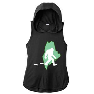 Maine Bigfoot Hunter State Great Gift Ladies PosiCharge Tri-Blend Wicking Draft Hoodie Tank