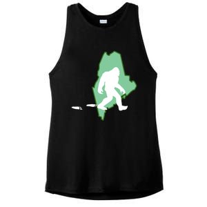 Maine Bigfoot Hunter State Great Gift Ladies PosiCharge Tri-Blend Wicking Tank