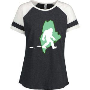 Maine Bigfoot Hunter State Great Gift Enza Ladies Jersey Colorblock Tee