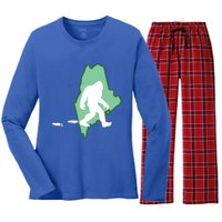 Maine Bigfoot Hunter State Great Gift Women's Long Sleeve Flannel Pajama Set 