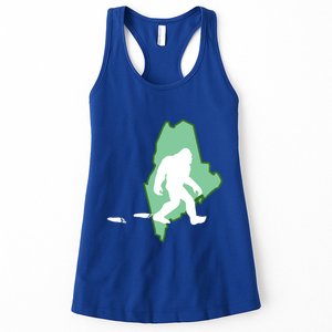 Maine Bigfoot Hunter State Great Gift Women's Racerback Tank