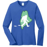 Maine Bigfoot Hunter State Great Gift Ladies Long Sleeve Shirt