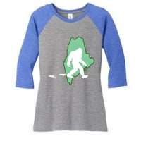 Maine Bigfoot Hunter State Great Gift Women's Tri-Blend 3/4-Sleeve Raglan Shirt