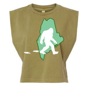 Maine Bigfoot Hunter State Great Gift Garment-Dyed Women's Muscle Tee