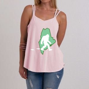 Maine Bigfoot Hunter State Great Gift Women's Strappy Tank