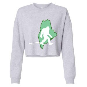 Maine Bigfoot Hunter State Great Gift Cropped Pullover Crew