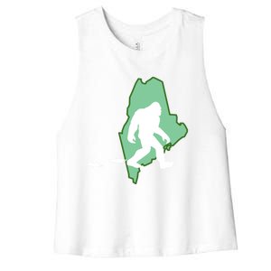 Maine Bigfoot Hunter State Great Gift Women's Racerback Cropped Tank