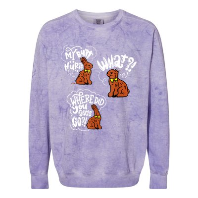 My Butt Hurts What Funny Easter Chocolate Bunny Meme Joke Colorblast Crewneck Sweatshirt