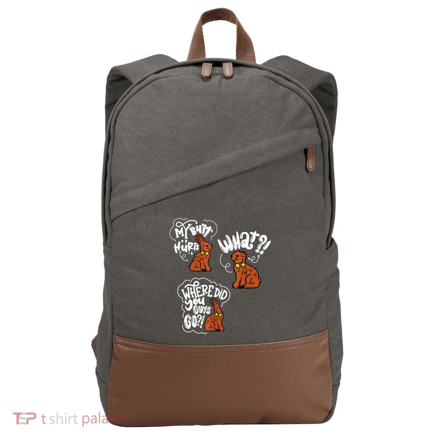 My Butt Hurts What Funny Easter Chocolate Bunny Meme Joke Cotton Canvas Backpack