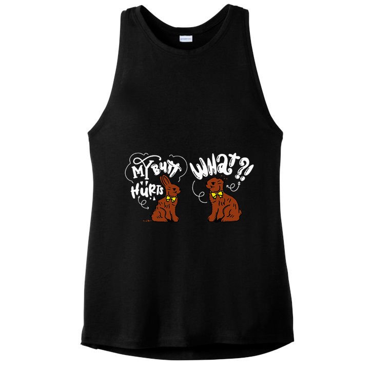 My Butt Hurts What Funny Easter Chocolate Bunny Meme Joke Ladies PosiCharge Tri-Blend Wicking Tank