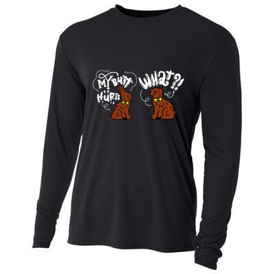 My Butt Hurts What Funny Easter Chocolate Bunny Meme Joke Cooling Performance Long Sleeve Crew
