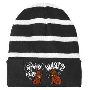 My Butt Hurts What Funny Easter Chocolate Bunny Meme Joke Striped Beanie with Solid Band