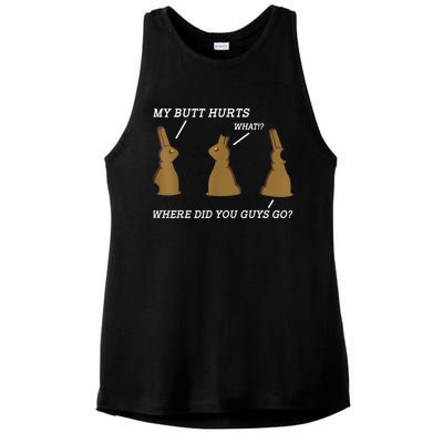 My Butt Hurts Chocolate Bunny Easter Day Funny Ladies PosiCharge Tri-Blend Wicking Tank