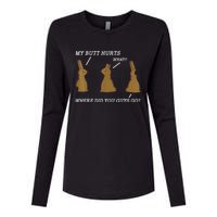 My Butt Hurts Chocolate Bunny Easter Day Funny Womens Cotton Relaxed Long Sleeve T-Shirt