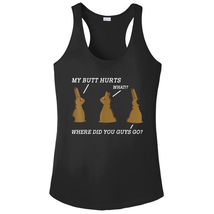 My Butt Hurts Chocolate Bunny Easter Day Funny Ladies PosiCharge Competitor Racerback Tank