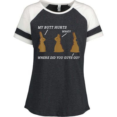 My Butt Hurts Chocolate Bunny Easter Day Funny Enza Ladies Jersey Colorblock Tee