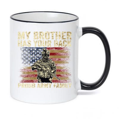 My Brother Has Your Back Proud Army Family Veteran Brother Gift 11oz Black Color Changing Mug