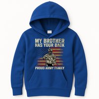 My Brother Has Your Back Proud Army Family Veteran Brother Gift Kids Hoodie