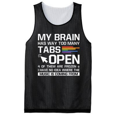 My Brain Has Way Too Many Tabs Open Software Developer Nerd Mesh Reversible Basketball Jersey Tank