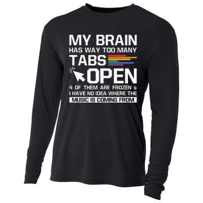 My Brain Has Way Too Many Tabs Open Software Developer Nerd Cooling Performance Long Sleeve Crew