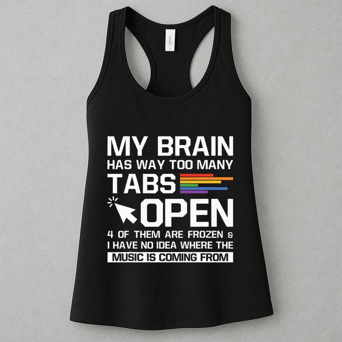 My Brain Has Way Too Many Tabs Open Software Developer Nerd Women's Racerback Tank