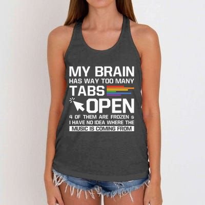 My Brain Has Way Too Many Tabs Open Software Developer Nerd Women's Knotted Racerback Tank