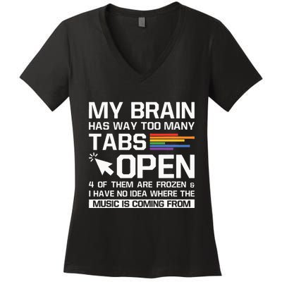 My Brain Has Way Too Many Tabs Open Software Developer Nerd Women's V-Neck T-Shirt