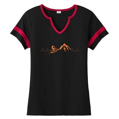 Mountain Bike Heartbeat Cute Bike Heartbeat Ladies Halftime Notch Neck Tee