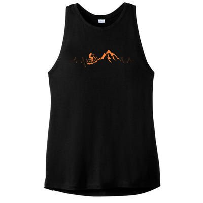 Mountain Bike Heartbeat Cute Bike Heartbeat Ladies PosiCharge Tri-Blend Wicking Tank