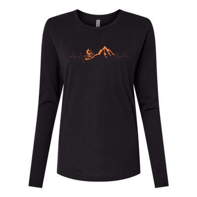 Mountain Bike Heartbeat Cute Bike Heartbeat Womens Cotton Relaxed Long Sleeve T-Shirt