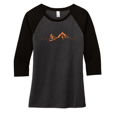 Mountain Bike Heartbeat Cute Bike Heartbeat Women's Tri-Blend 3/4-Sleeve Raglan Shirt