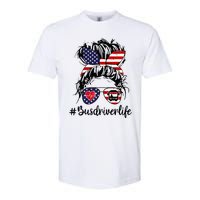 Messy Buns Hair Bus Driver Life American Flag For Women Softstyle CVC T-Shirt