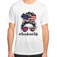 Messy Buns Hair Bus Driver Life American Flag For Women Adult ChromaSoft Performance T-Shirt