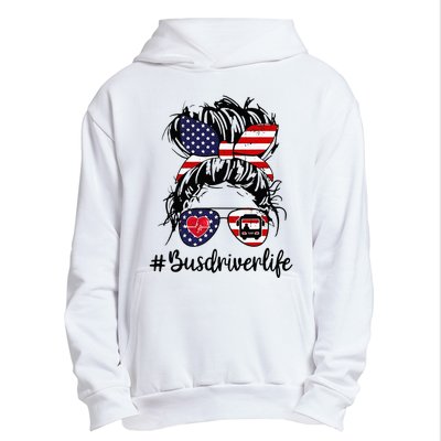 Messy Buns Hair Bus Driver Life American Flag For Women Urban Pullover Hoodie