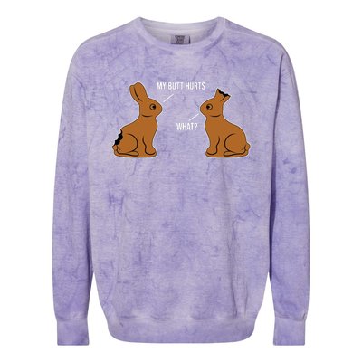 My Butt Hurts Chocolate Easter Bunny Funny Colorblast Crewneck Sweatshirt