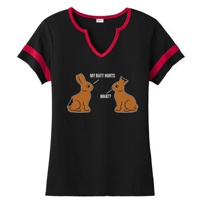 My Butt Hurts Chocolate Easter Bunny Funny Ladies Halftime Notch Neck Tee