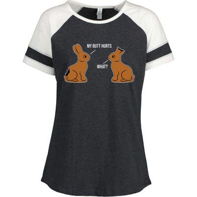 My Butt Hurts Chocolate Easter Bunny Funny Enza Ladies Jersey Colorblock Tee