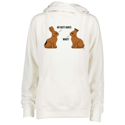 My Butt Hurts Chocolate Easter Bunny Funny Womens Funnel Neck Pullover Hood