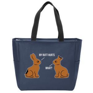 My Butt Hurts Chocolate Easter Bunny Funny Zip Tote Bag