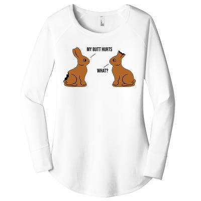 My Butt Hurts Chocolate Easter Bunny Funny Women's Perfect Tri Tunic Long Sleeve Shirt