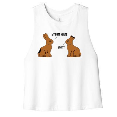 My Butt Hurts Chocolate Easter Bunny Funny Women's Racerback Cropped Tank