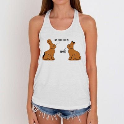 My Butt Hurts Chocolate Easter Bunny Funny Women's Knotted Racerback Tank