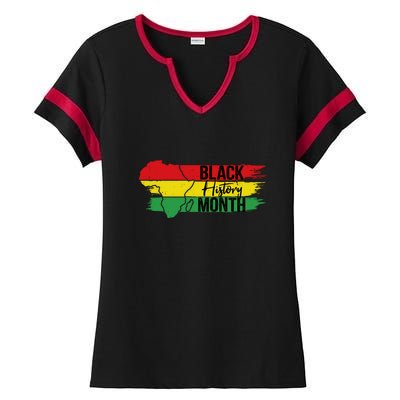 Map Black History Month Gift Ladies Halftime Notch Neck Tee