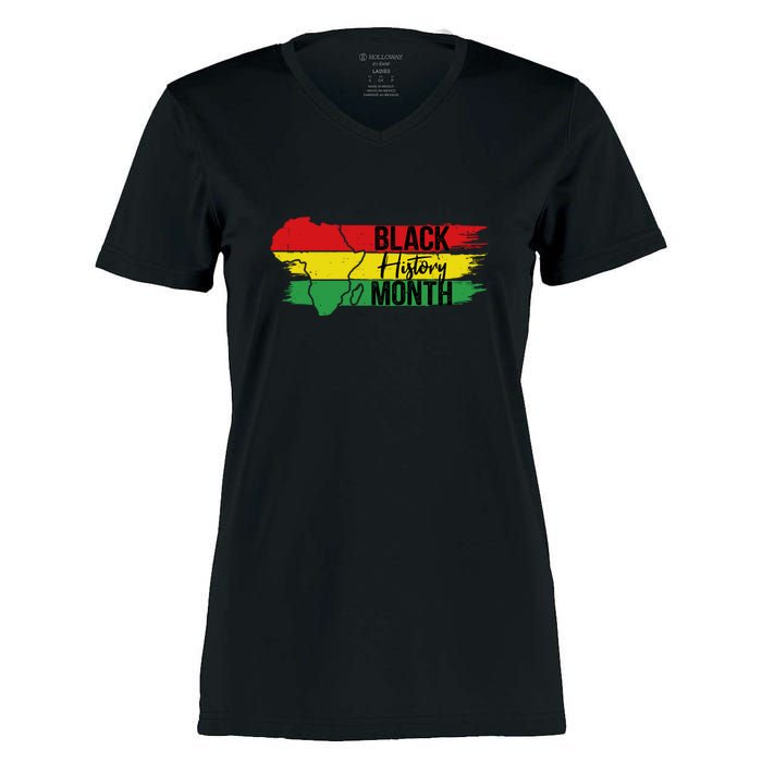 Map Black History Month Gift Women's Momentum V-Neck T-Shirt