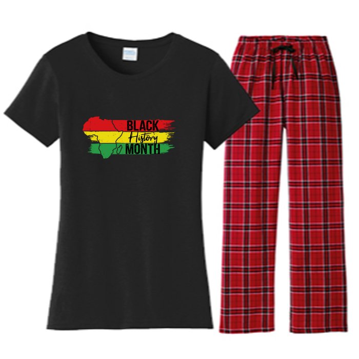 Map Black History Month Gift Women's Flannel Pajama Set