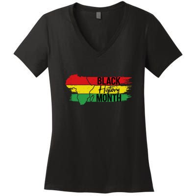 Map Black History Month Gift Women's V-Neck T-Shirt