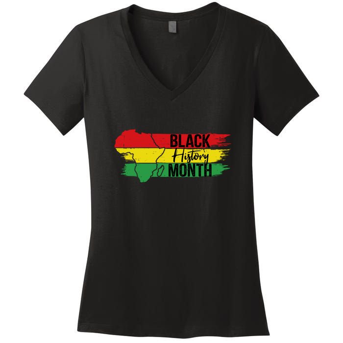 Map Black History Month Gift Women's V-Neck T-Shirt