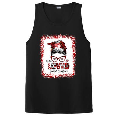 Messy Bun Hair One Loved Dental Assistant Valentine's Day Funny Gift PosiCharge Competitor Tank