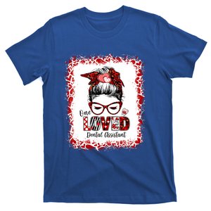 Messy Bun Hair One Loved Dental Assistant Valentine's Day Funny Gift T-Shirt