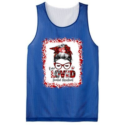 Messy Bun Hair One Loved Dental Assistant Valentine's Day Funny Gift Mesh Reversible Basketball Jersey Tank